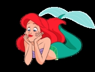 drawing vore color blue_eyes mermaid red_hair red_lips ariel looking_at_tiny ailwynraydom