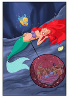 drawing giantess vore comic color blue_eyes mermaid red_hair inside_view disney ariel the_little_mermaid nippy13