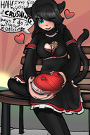 crush micro tail black_hair blue_eyes shoes blood smiling teasing laughing cruel cat_girl shoe_crush june mspaintgts tread