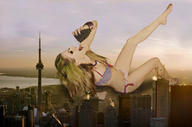 breasts giantess collage vore city mega destruction mouth barefoot buildings legs skyscraper open_mouth avril_lavigne sky toronto cn_tower redcoffee1