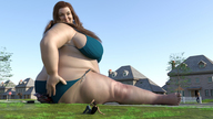 giantess swimsuit buildings butt_crush brunette bbw vehicle_crush looking_at_tiny digital_render galiagan