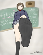 feet brunette brown_eyes socks short_hair school uniform point_of_view imminent_crush yamumil