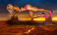 collage mega blonde desert muscles legs sneakers athletic sky sunset looking_at_viewer redcoffee1 elena_skinner