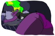 sleeping butt green_hair ghost purple_skin moana emmacat64