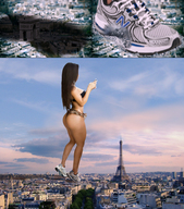 giantess collage city mega destruction buildings brunette legs sneakers sky eiffel_tower redcoffee1