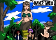 drawing giantess color purple_hair brunette red_hair running forest snake_girl imminent_vore tastysnack
