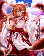drawing giantess color cleavage huge_breasts tower fox_girl cysh_aizen reivash