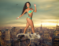 breasts giantess collage city mega long_hair destruction buildings helicopter skyscraper sky tattoo new_york_city empire_state_building redcoffee1 aline_riscado