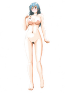 drawing gentle giantess nude color long_hair blue_hair shrunken_man standing bikuta
