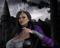 black_hair castle dress crown queen shrunken_man on_finger looking_at_tiny digital_render minigtslover