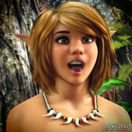 giantess micro vore blonde tongue smiling elf face jungle open_mouth tribal forest nature voluptuous freckles necklace native digital_render opal ashkiiwolf