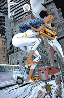 drawing giantess city mega comic color handheld barefoot snow vehicles dark_skin power_girl dc_comics hair_buns tanya_spears