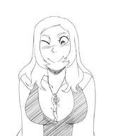 breasts drawing blushing embarrassed hanging_on winking between_breasts emmacat64