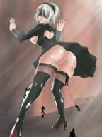 giantess butt climbing stockings boots hand manicure digital_render kasumikills mountain-climbing yorha