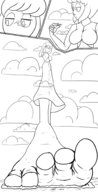 trayx giga city comic monochrome destruction handheld toes barefoot foot_crush airplane between_fingers steven_universe lapislazuli