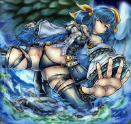 drawing giantess earth mega space color blue_hair hand dizzy guilty_gear fanart embernaga ggxrd