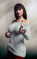gentle long_hair butt handheld barefoot brunette shrunken_man naked_man sweater manicure digital_render gfsm