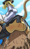 giantess panties furry tail blonde butt destruction skirt glasses butt_crush final_fantasy book sitting_on_building mithra bryan_lobdell
