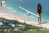 giantess collage swimsuit beach barefoot ocean brunette airplane sand aerial_view resort parkoal16 hailee_steinfeld