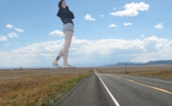 giantess collage barefoot desert looking_down clouds sky tattoo point_of_view road looking_at_viewer parkoal16