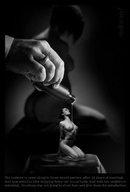 breasts nipples collage nude monochrome butt barefoot wet brunette kneeling potion shrunken_woman reddrop7 pouring