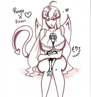 drawing tail wings monochrome large_breasts long_hair succubus sitting lingerie looking_down licking_lips no_background in_lap between_breasts