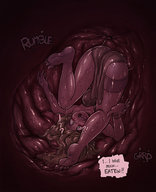 drawing karbo nude vore blonde color shrunken_woman inside_stomach stomach_acid internal_view stomach_noises