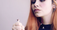 collage handheld domination squeeze red_hair hand face tight shrunken_woman hand_crush fist looking_at_tiny emmaow