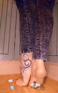 collage barefoot foot_crush shrunken_man crlvr red_nails tattoo