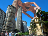 breasts giantess collage city mega swimsuit cleavage low_angle wonderslug skyscraper sky point_of_view spectators street_view nina_agdal