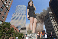 breasts giantess collage mega destruction buildings brunette wonderslug fire legs giantess_katelyn skyscraper smoke sky point_of_view looking_at_viewer street_view