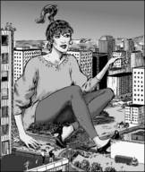 drawing giantess city mega monochrome destruction handheld high_heels butt_crush cat95