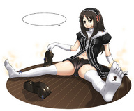 drawing color toes shoes brunette gloves foot_crush shrunken_people stink thigh_highs legs_spread source_needed