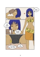 drawing comic futanari blue_hair cock_vore bulge medium_length_hair shrunken_man technimind
