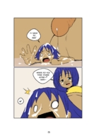 drawing comic futanari cum penis blue_hair cock_vore bulge medium_length_hair shrunken_man pinned under_balls technimind