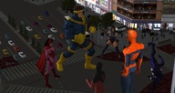giantess city giant traffic venom vehicles outdoors crowds x-men psylocke digital_render spider-man cyclops marvel_comics scarlet_witch scarlet_spider