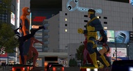 giantess city giant traffic venom vehicles outdoors crowds x-men psylocke digital_render spider-man cyclops marvel_comics scarlet_witch scarlet_spider