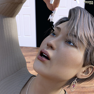 mouth finger shrunken_man dangle between_fingers spawngts earrings fingernails examine looking_at_tiny digital_render