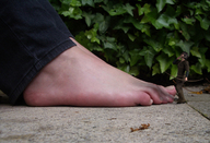 collage feet barefoot shrunken_man looking_up outdoors digital_render starkadhr