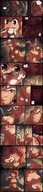 drawing giantess karbo nude vore blonde comic long_hair soles story mini_giantess looking_down bow monster_girl harpy arrow throat_bulge tubetop quiver