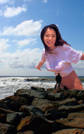breasts giantess collage ocean wet asian bottomless waves sky looking_at_viewer observer