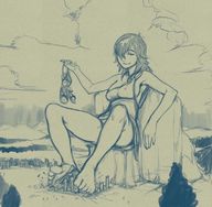 breasts drawing giantess crush feet mega monochrome destruction barefoot sitting sandals paula kononokomiko