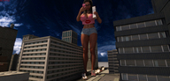 breasts giantess city long_hair butt cleavage glasses brunette watch phone shorts bus looking_down sneakers outdoors top vehicle_crush digital_render giantess_lover45 lips_parted