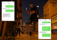 giantess city huge_breasts mini_giantess voluptuous point_of_view jetslasher dialogue cell_phone digital_render messaging