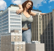 giantess large_breasts glasses brunette point_of_view jetslasher digital_render