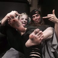 giantess collage blonde long_hair barefoot soles blood lying_down harley_quinn pigtails giantesses multiple_victims flipping_off