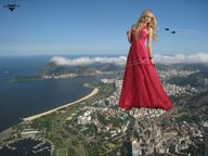giantess collage city mega blonde ocean buildings military dress jets skyscraper aerial_view !maz rio_de_janeiro