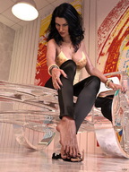 toes barefoot domination foot_crush hand shrunken_man mr_luigi pinned under_foot pedicure floor manicure bracelet looking_at_tiny digital_render