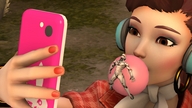 shrunken_man nail_polish bubble cyborg cell_phone digital_render selfie bubblegum overwatch d.va genji hana_song abelyard