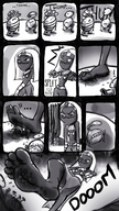 drawing giantess crush alien comic monochrome toes barefoot gore foot_crush queen dark_skin hands_on_hips stuck_to_foot skimpy_clothing queen_tyrahnee duck_dodgers bonesplinters cartoon_network